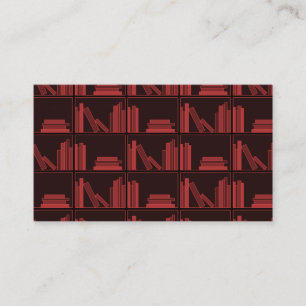 Books on Shelf. Dark Red. Business Card