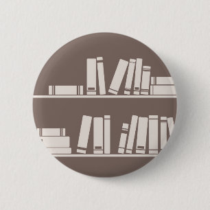 Books on the shelf for reading lover or wise guy 6 cm round badge