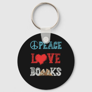 Books Peace Love Books worm Book Nerd Book Lover Key Ring