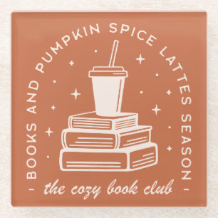 Books & Pumpkin Spice Season Glass Coaster
