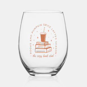 Books & Pumpkin Spice Season Stemless Wine Glass