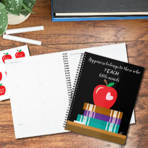 Books , Red Apple and Quote Teacher Planner