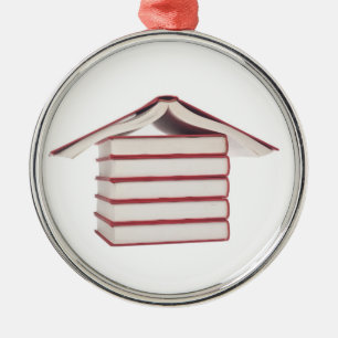 Books shaped like a house metal tree decoration