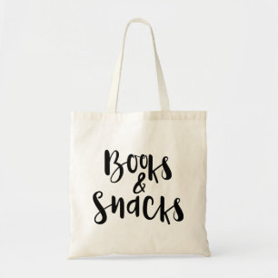 “Books & Snacks” Reusable Tote Bag