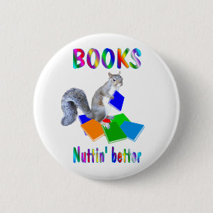 Books Squirrel 6 Cm Round Badge