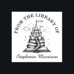 Books Stack Fairy Castle Name Stamp Ex Libris<br><div class="desc">Enchant young readers with this charming custom rubber stamp featuring a whimsical stack of books topped with a magical fairy castle. Perfect for personalising classroom libraries, children's book collections, or homeschool materials, this design includes curved text that reads "This book belongs to" and a customisable name in a ribbon-style font...</div>