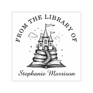 Books Stack Fairy Castle Name Stamp Ex Libris