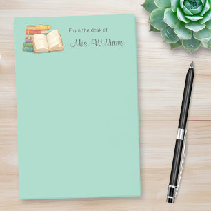 Books Stack Open Book School Teacher Green Post-it Notes