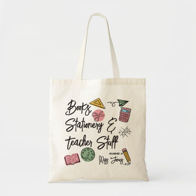 books stationery & Teacher Stuff Personalised Tote Bag (Front)