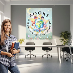 Books Take You Around Modern and Cute Canvas Print