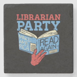 Books - The Librarian Party Book Lover Gift Stone Coaster