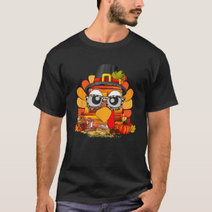 Books Turkey Face Teacher Read Fall Thanksgiving M T-Shirt
