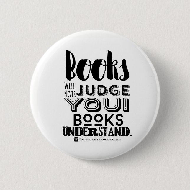 Books Understand Round Button (white) (Front)