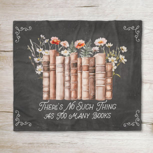 Books with Flowers and Quote on Black Chalkboard Fleece Blanket