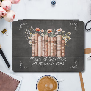 Books with Flowers and Quote on Black Chalkboard iPad Mini Cover