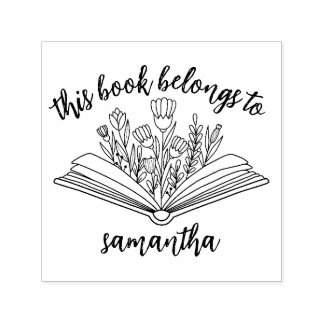Books with Flowers This Book Belongs to Self-inking Stamp