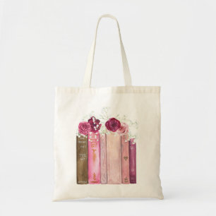 Books with Magenta Flowers Tote Bag