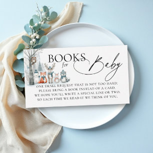 Books Woodland Animals Winter Coed Baby Shower Enclosure Card