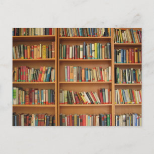 Bookshelf background postcard