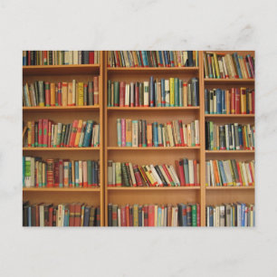 Bookshelf background postcard