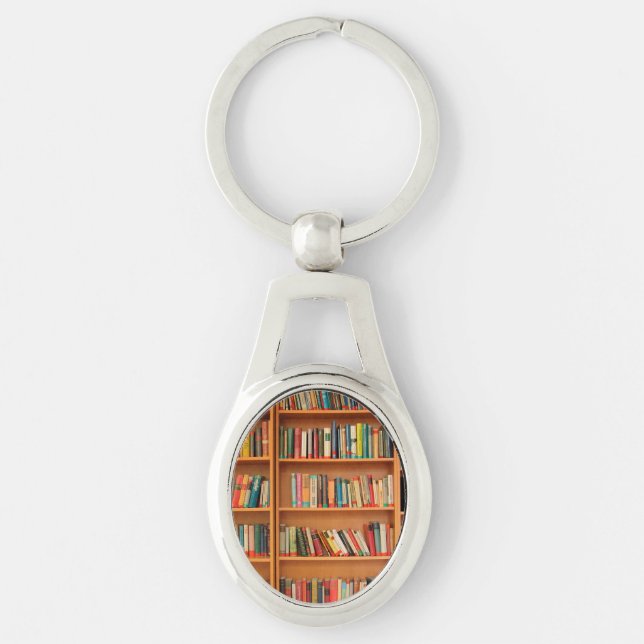 Bookshelf Books Library Bookworm Reading Key Ring (Front)