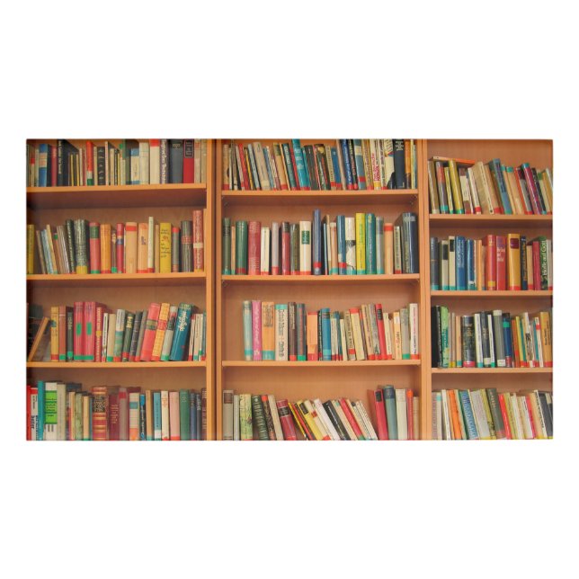 Bookshelf Books Library Bookworm Reading Name Tag (Front)