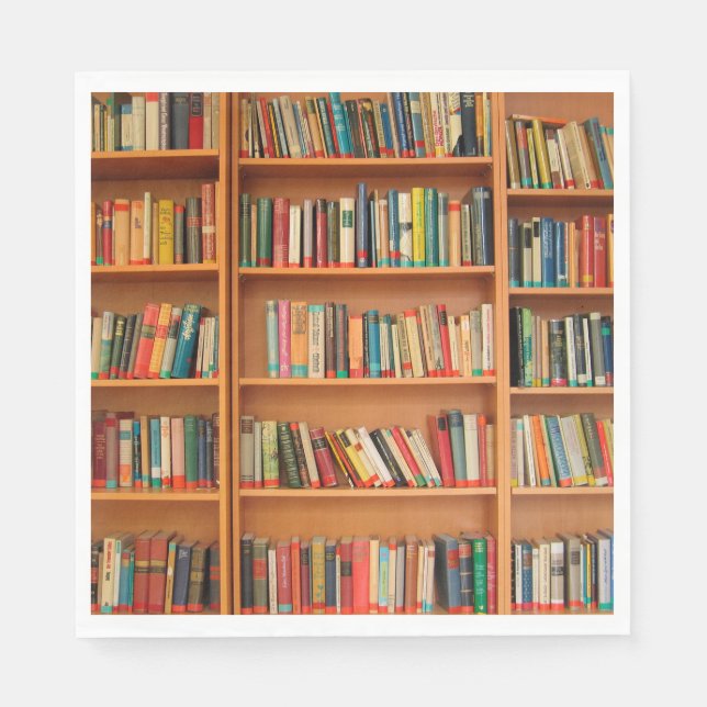 Bookshelf Books Library Bookworm Reading Napkin (Front)