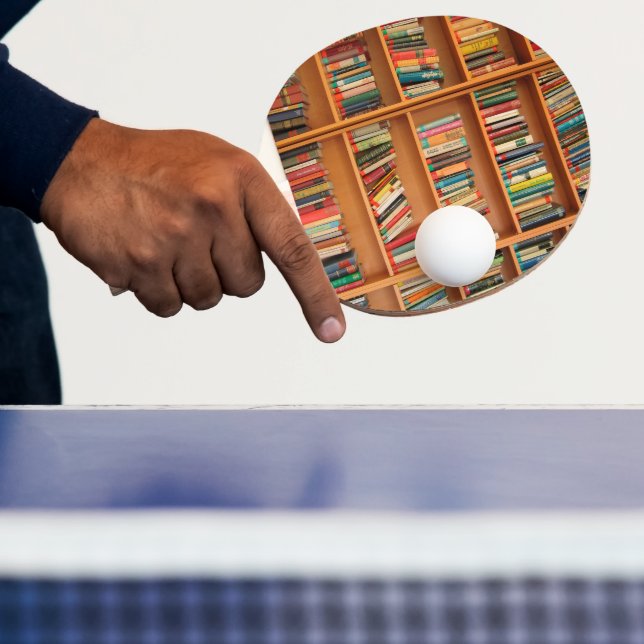 Bookshelf Books Library Bookworm Reading Ping Pong Paddle (Insitu)