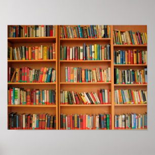 Bookshelf Books Library Bookworm Reading Poster