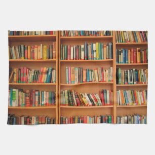 Bookshelf Books Library Bookworm Reading Tea Towel