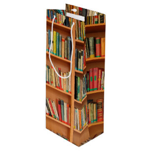 Bookshelf Books Library Bookworm Reading Wine Gift Bag