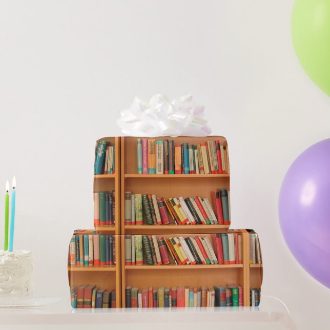 Bookshelf Books Library Bookworm Reading Wrapping Paper (Party Gifts)