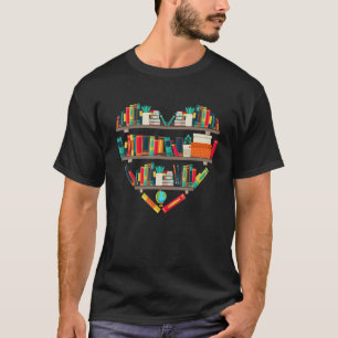 Bookshelf Heart Reading Book Teacher Librarian 1 T-Shirt