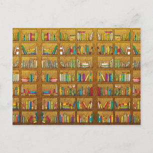 bookshelf pattern postcard