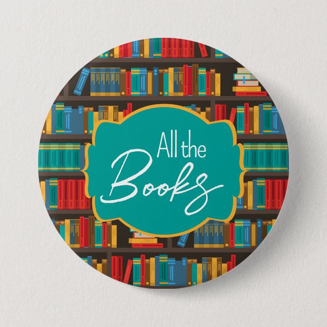 Bookshelf Reading Love 7.5 Cm Round Badge (Front)