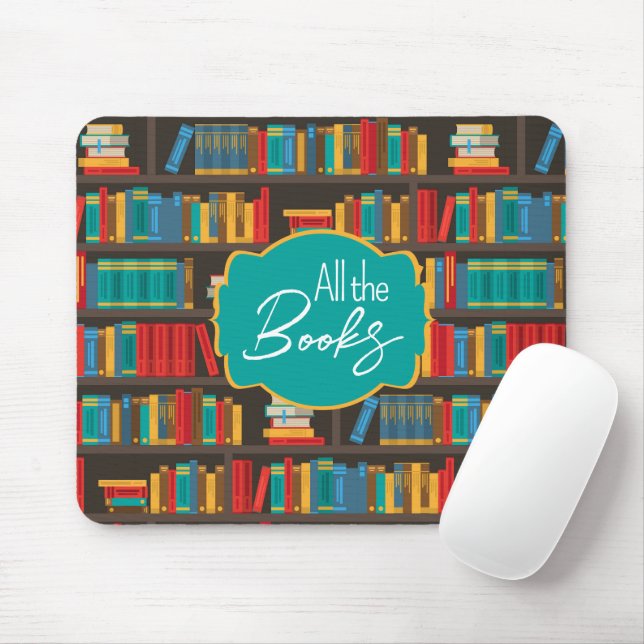 Bookshelf Reading Love Mouse Pad (With Mouse)