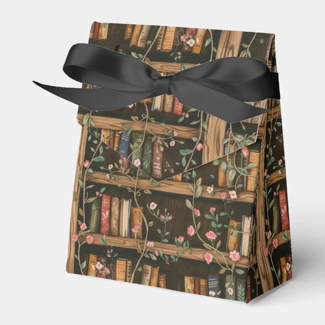 Bookshelves with Flowering Vines Favour Box (Front Side)