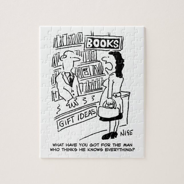 Bookshop Customer asks Shopkeeper a Question Jigsaw Puzzle (Vertical)