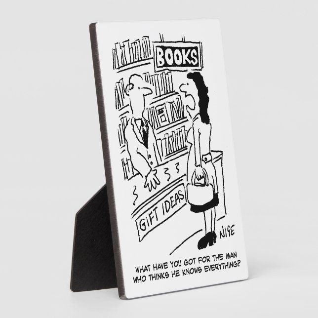 Bookshop Customer asks Shopkeeper a Question Plaque (Side)