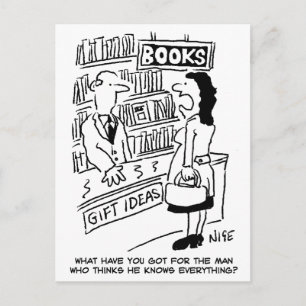 Bookshop Customer asks Shopkeeper a Question Postcard