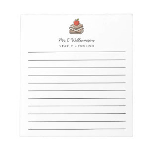 Bookstack and Apple Custom Teacher Appreciation Notepad