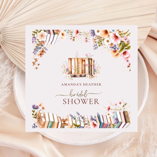 Bookstore Blush Wildflower Bridal Shower  Napkin (Creator Uploaded)