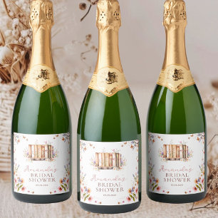 Bookstore Floral Wildflower Bridal Shower  Sparkling Wine Label