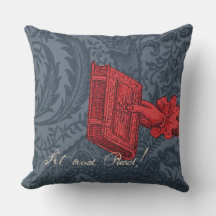 Bookstore, library, reading nook Blue/Red Cushion