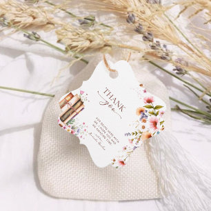 Bookstore Wildflower Bridal Shower Blush Floral Favour Tags