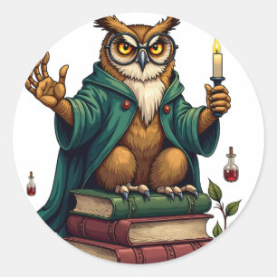 BookTok Dark Academia Owl Dagger Roses Gothic Libr Classic Round Sticker