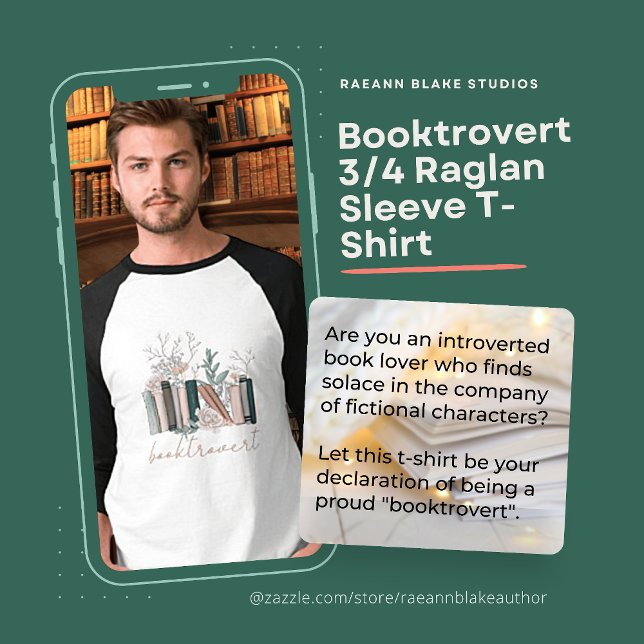 Booktrovert 3/4 Raglan Sleeve T-Shirt (Creator Uploaded)
