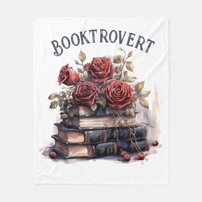 Booktrovert, Book Lover Fleece Blanket (Front)