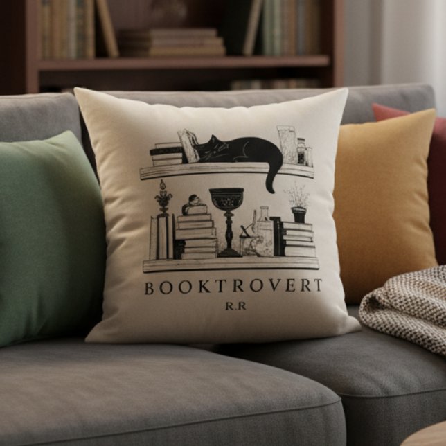 Booktrovert Book Lover's Monogrammed  Cushion (Creator Uploaded)