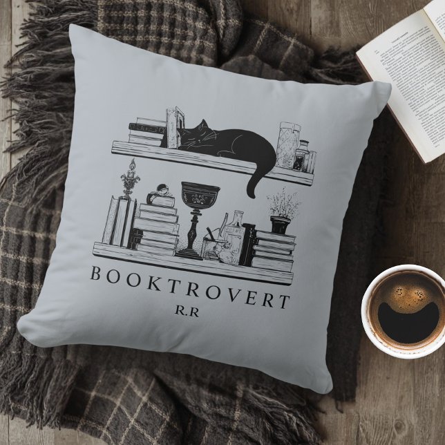 Booktrovert Book Lover's Monogrammed  Cushion (Creator Uploaded)